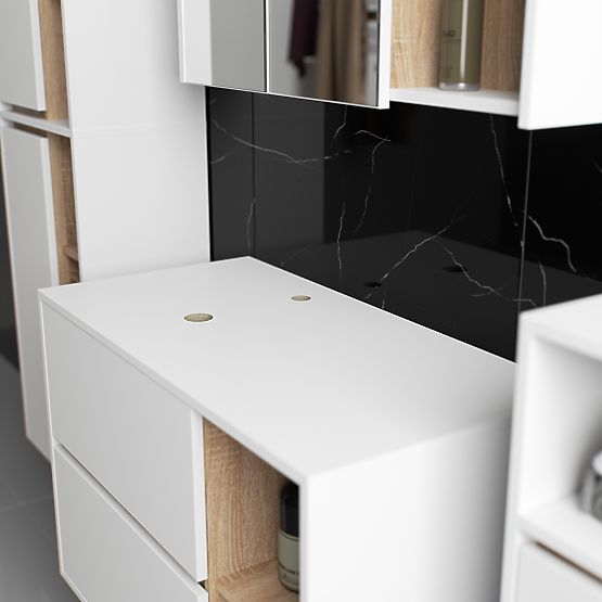 SET OF HANGING BATHROOM FURNITURE WITH OPENINGS VAMI WHITE / SONOMA OAK