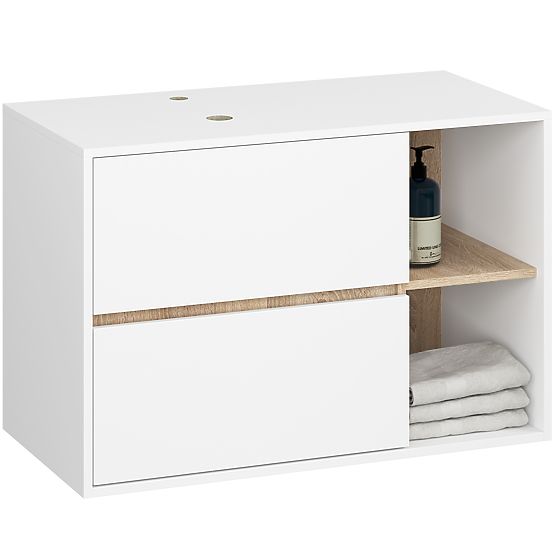 SET OF HANGING BATHROOM FURNITURE WITH OPENINGS VAMI WHITE / SONOMA OAK
