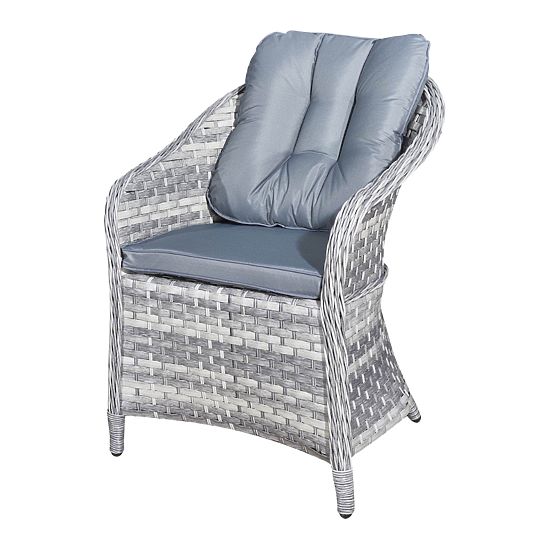 Set of Technorattan Dining Furniture (4 Chairs + Round Table) MODERNO Light Gray