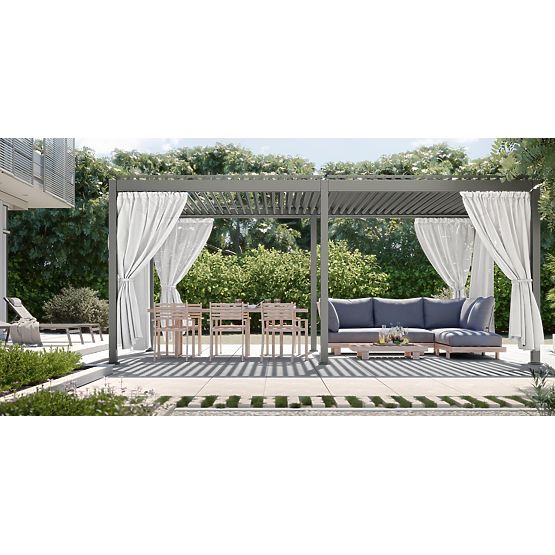 Set of Two Curtains 278 cm for 6 m Pergola Side, White