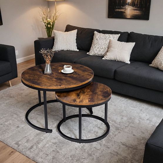 Set of Two Galen Rustic Loft Tables