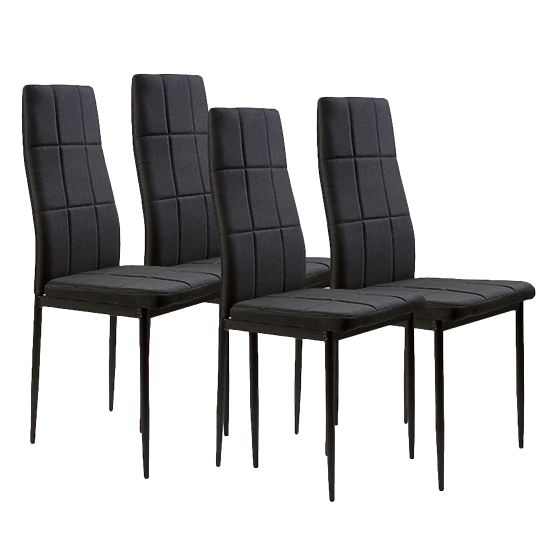 Set of Upholstered Chairs for Dining and Living Room 4pcs Black