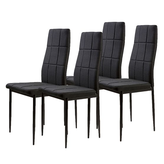 Set of Upholstered Chairs for Dining and Living Room 4pcs Black