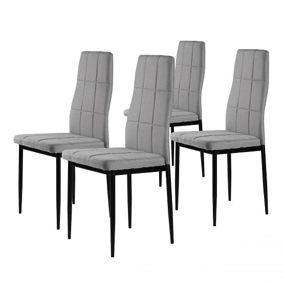 Set of Upholstered Chairs for Dining and Living Room 4pcs Grey