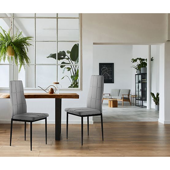 Set of Upholstered Chairs for Dining and Living Room 4pcs Grey