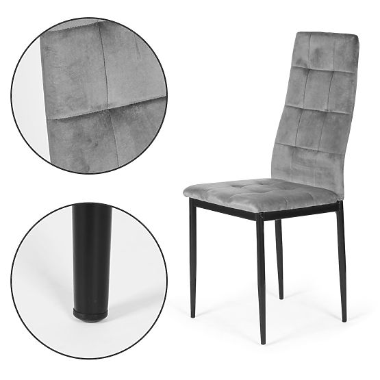 Set of Velvet Chairs for Dining and Living Room 4pcs Grey