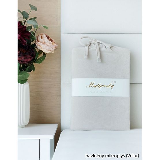 Cotton Microfleece Fitted Sheet - 160-180x200 cm - Natural