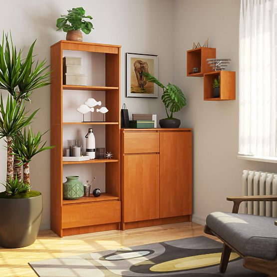 SHELF R 60 cm CLP 1 DRAWER 4 SHELVES ALDER