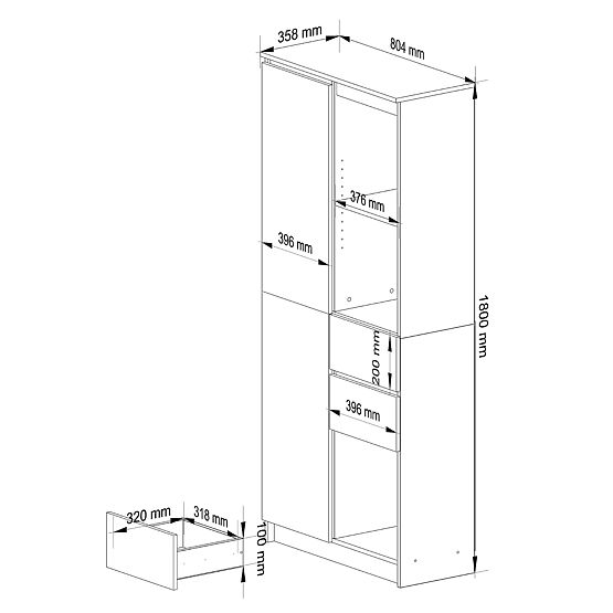 SHELF R15 R80 1D 2SZ CLP PK WHITE / SONOMA