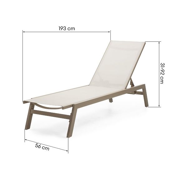 Shelly Adjustable Garden Lounger, Aluminum, Beige