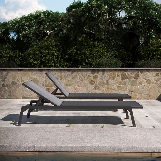 Shelly Adjustable Garden Lounger, Aluminum, Graphite