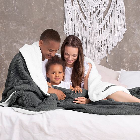 SHLEEPY Blanket in Graphite Color Jacquard Embossed Classic Style 170x210