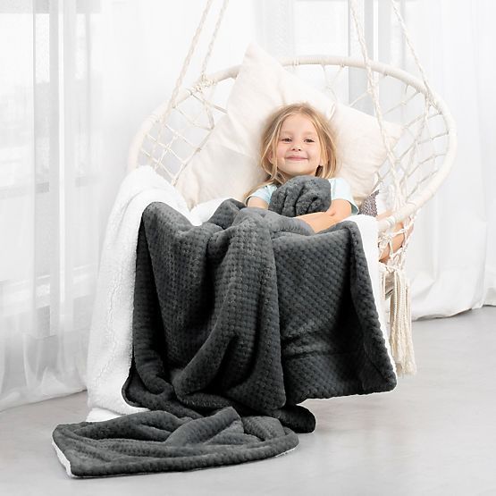 SHLEEPY Blanket in Graphite Color Jacquard Embossed Classic Style 170x210