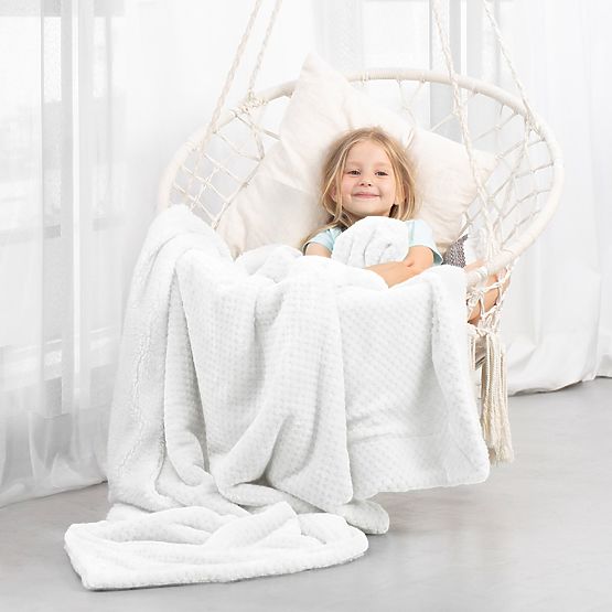 SHLEEPY Blanket in White with Jacquard Pattern Classic Style 130x180