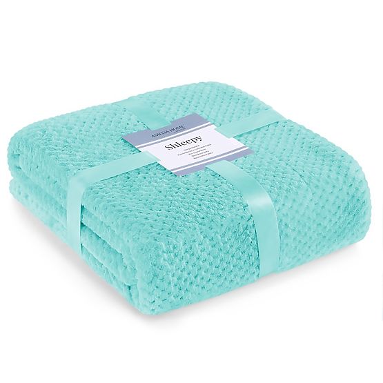SHLEEPY Blanket Turquoise Color Embossed Jacquard Classic Style 130x180