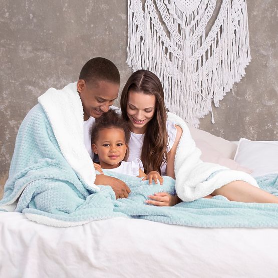 SHLEEPY Blue Blanket with Jacquard Pattern Classic Style 130x180