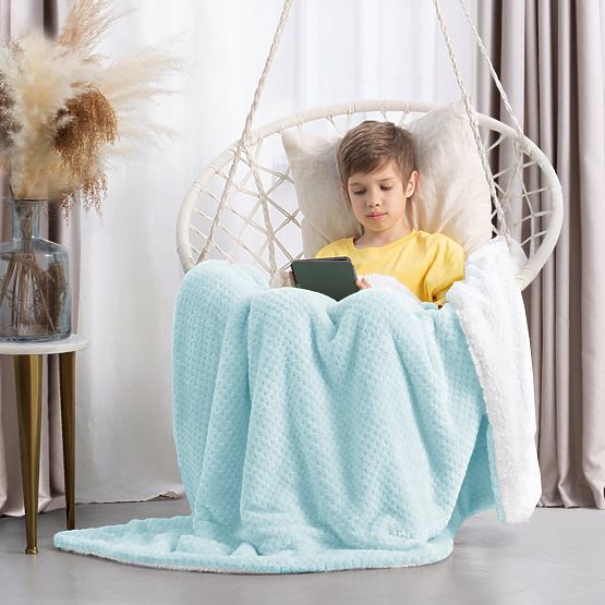 SHLEEPY Blue Blanket with Jacquard Pattern Classic Style 130x180