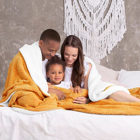 SHLEEPY Orange Throw with Jacquard Pattern Classic Style 170x210