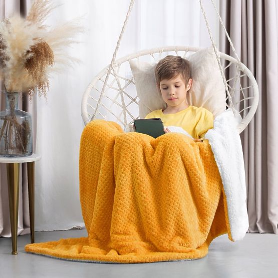 SHLEEPY Orange Throw with Jacquard Pattern Classic Style 170x210