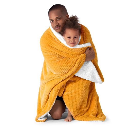 SHLEEPY Orange Throw with Jacquard Pattern Classic Style 170x210