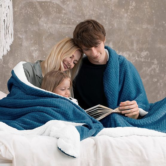 SHLEEPY Throw Indigo Color Jacquard Embossed Classic Style 130x180