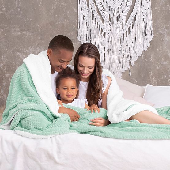 SHLEEPY Throw Mint Color Embossed Jacquard Classic Style 220x240