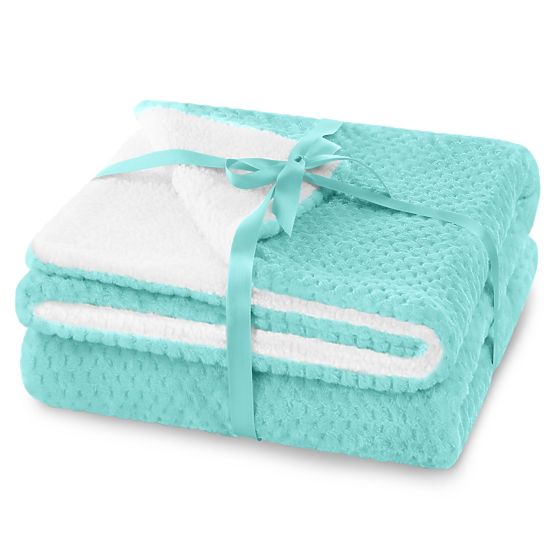 SHLEEPY Turquoise Jacquard Pattern Classic Style Blanket 220x240