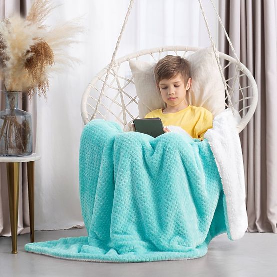 SHLEEPY Turquoise Jacquard Pattern Classic Style Blanket 220x240