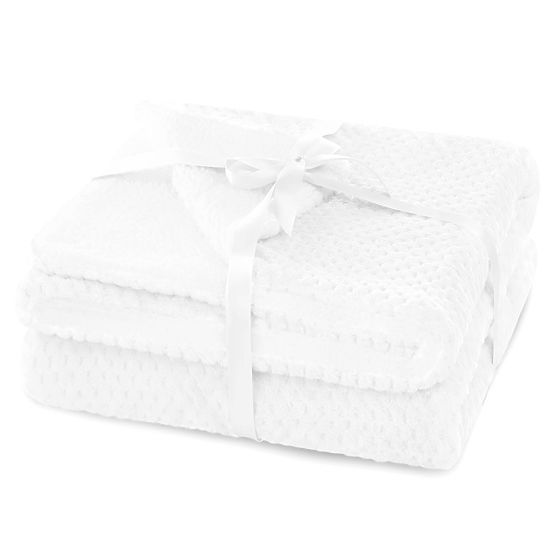 SHLEEPY White Jacquard Relief Classic Style Blanket 220x240