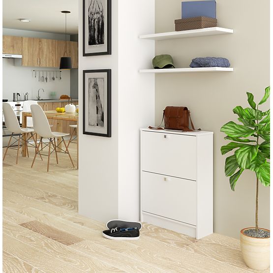 SHOE CABINET 2 FLIP DOORS 60 cm WHITE