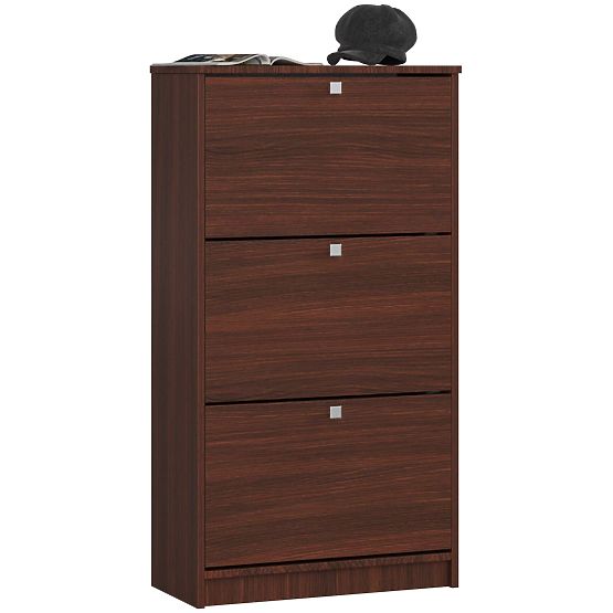 Shoe Cabinet 3 Flip Doors 60 cm - Wenge