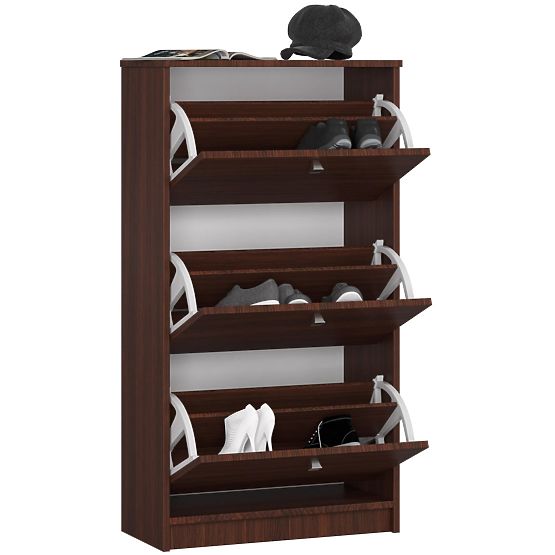 Shoe Cabinet 3 Flip Doors 60 cm - Wenge