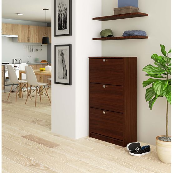 Shoe Cabinet 3 Flip Doors 60 cm - Wenge