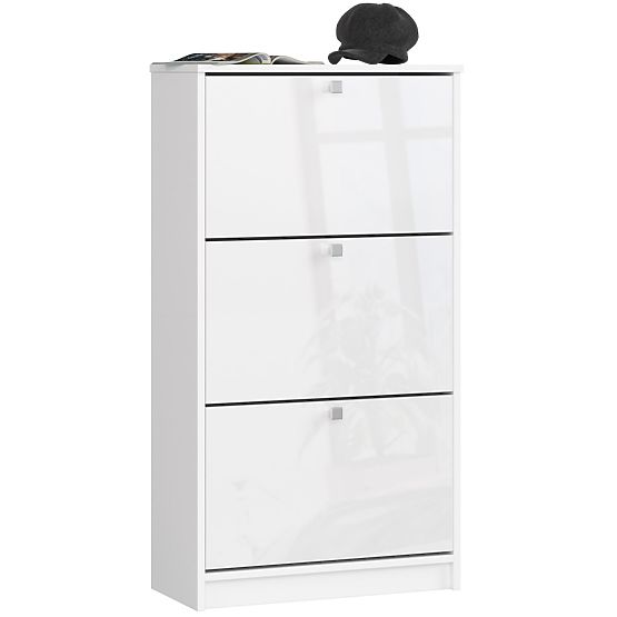 SHOE CABINET 3 FLIP DOORS 60 cm WHITE GLOSS