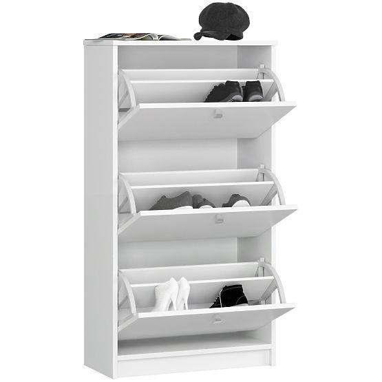 SHOE CABINET 3 FLIP DOORS 60 cm WHITE