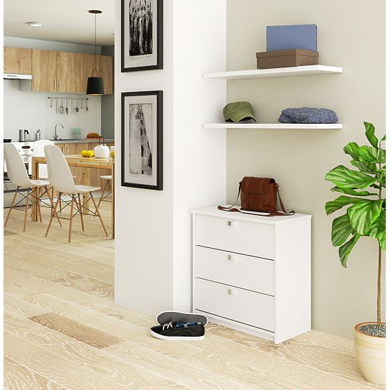 Shoe Cabinet MINI 3 Flip Doors 60 cm - White