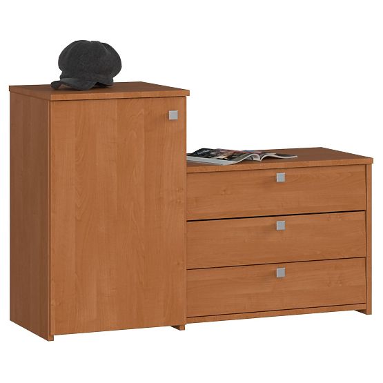 Shoe Cabinet S16 with Dresser 3 Flip Doors - Alder