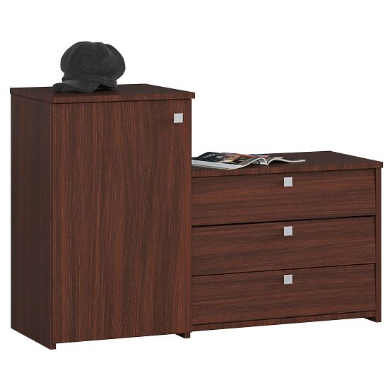 Shoe Cabinet S16 with Dresser 3 Flip Doors - Wenge