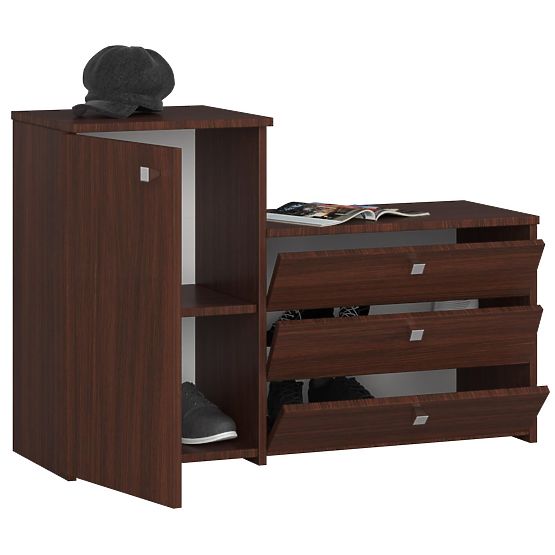 Shoe Cabinet S16 with Dresser 3 Flip Doors - Wenge