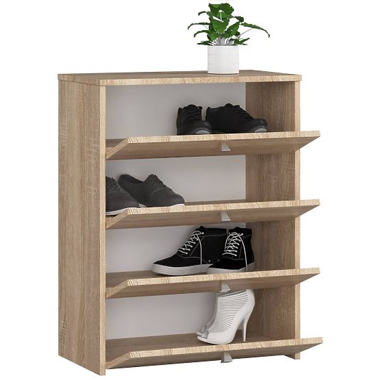 Shoe Cabinet with 4 Flip Doors 60 cm - Sonoma Oak