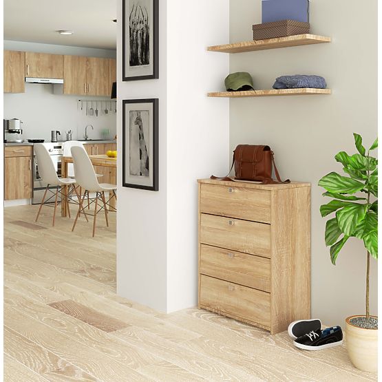 Shoe Cabinet with 4 Flip Doors 60 cm - Sonoma Oak