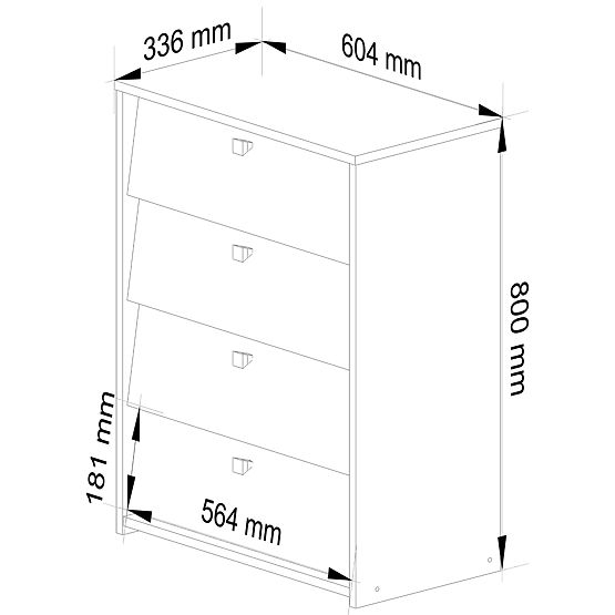 Shoe Cabinet with 4 Flip Doors 60 cm - White