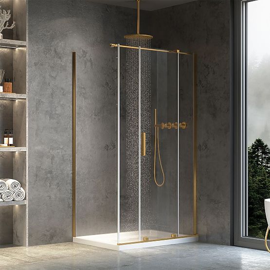 Shower Enclosure REA Montana Brushed Gold 100x100