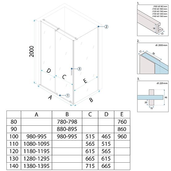 Shower Enclosure REA Montana Brushed Gold 110x100