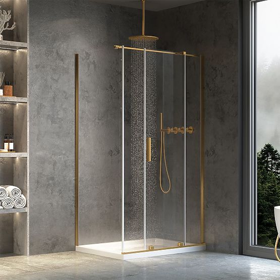 Shower Enclosure REA Montana Brushed Gold 120x90
