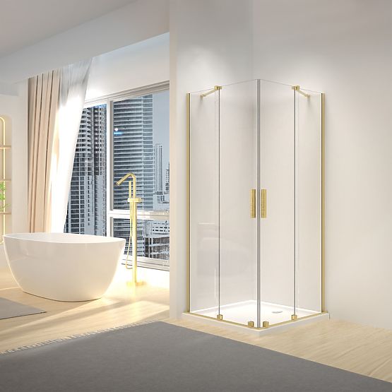 Shower Enclosure REA Montana Double Brushed Gold 90x90