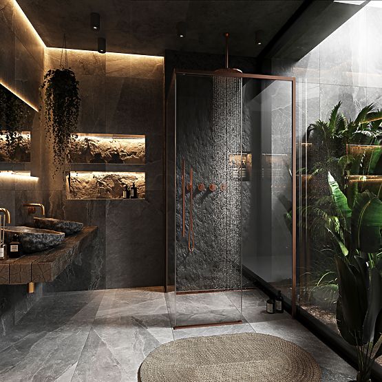 Shower Enclosure SOLAR Brushed Copper 120x90