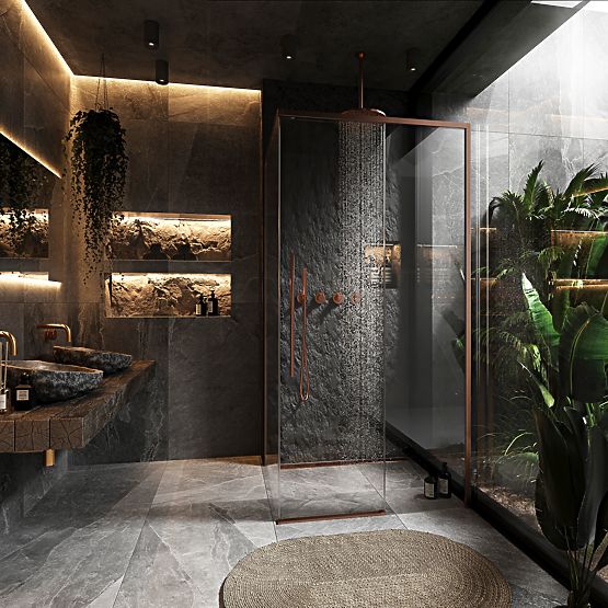 Shower Enclosure SOLAR Brushed Copper 90x90