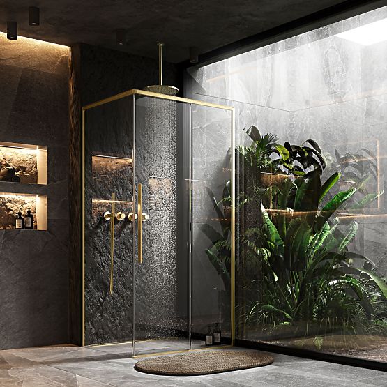 Shower Enclosure SOLAR GOLD Brushed 120x90