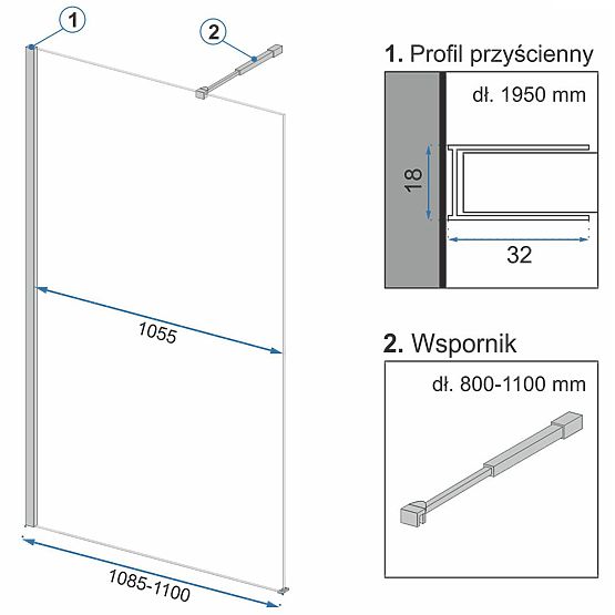 Shower Screen Rea Aero Ombre Black 110